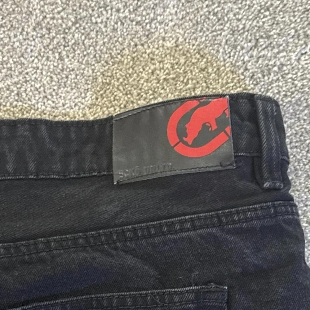 Ecko Unltd Black Denim Shorts Baggy Size 44 Y2K Streetwear